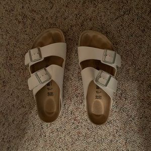 White Birkenstock sandals